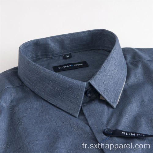 Chemise Homme Bleu Foncé Business à Manches Longues